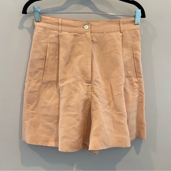 THE LIMITED Vintage Linen Blend Pleated Trouser Shorts High Rise Pink Size 6 - Picture 3 of 6